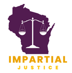 Site logo with Wisconsin outline, scales of justice and text "Impartial Justice"
