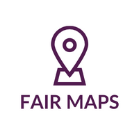 a map marker and text reading "fair maps"